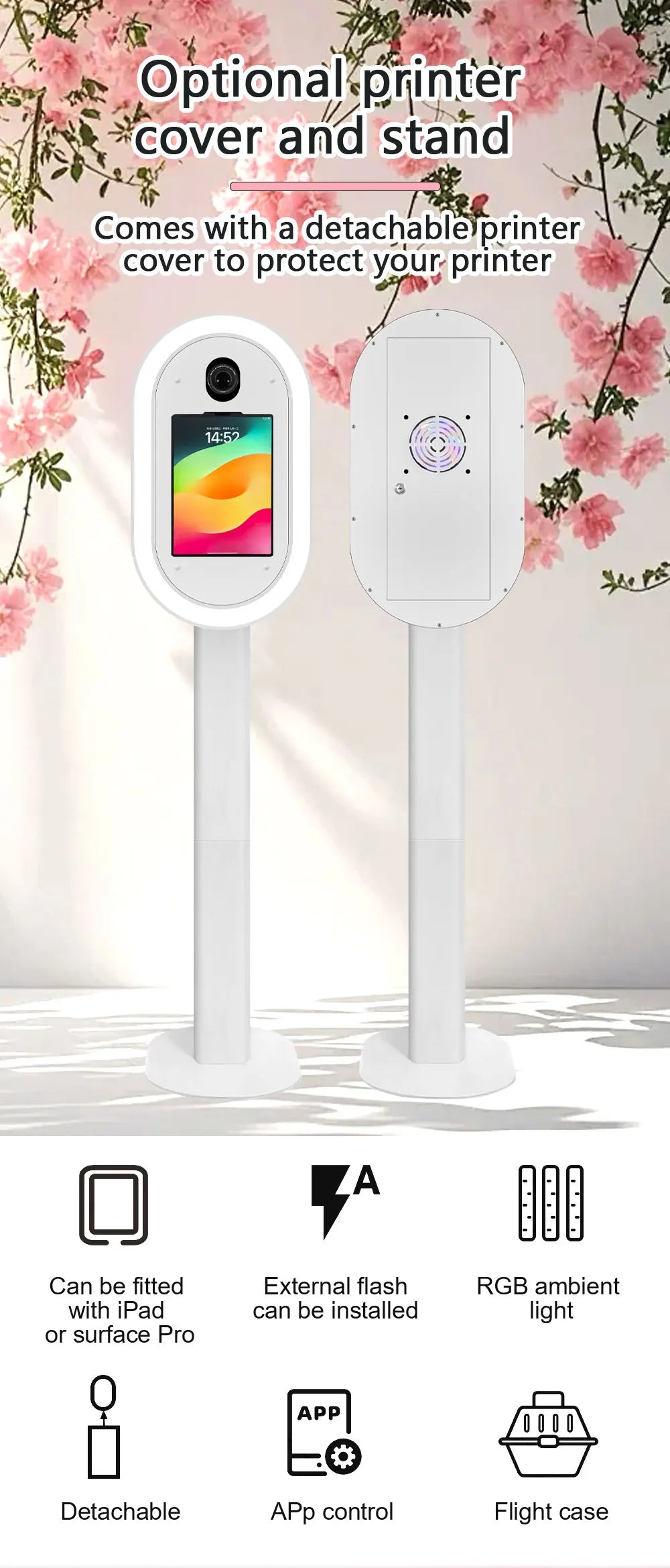 Oval Salsa iPad  Photo Booth Machine Quick Assembly DSLR Photobooth With Printer Cover And Stand Optional iPad Selfie Photobooth