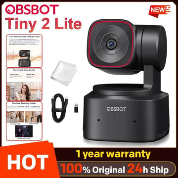 OBSBOT Tiny 2 Lite PTZ 4K Webcam 1080p@60fps HDR With AI Tracking Privacy Cover Microphone 1/2" Sensor USB2.0 Plug&play