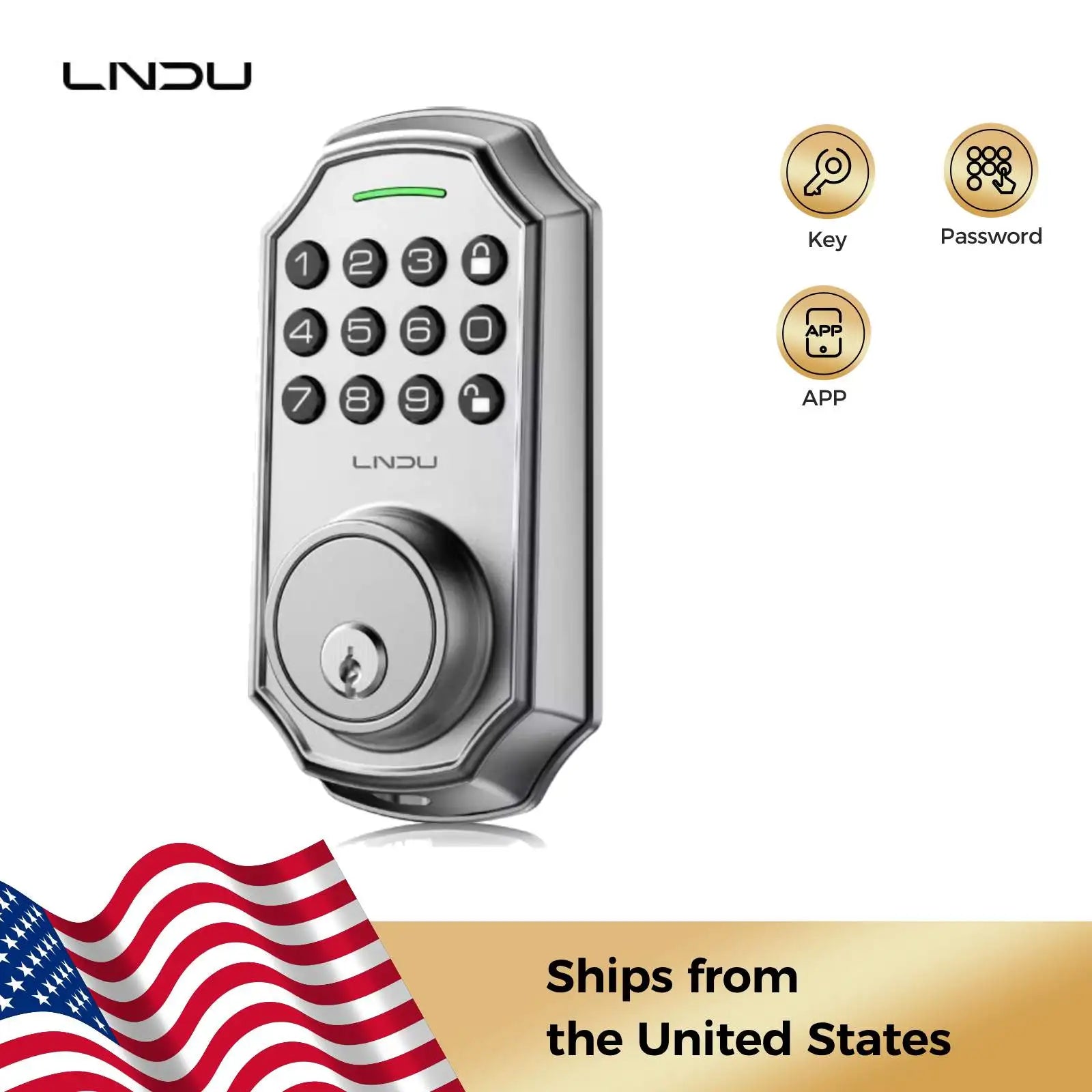 LNDU Smart Lock D180 100 Entry Codes Electronic Keypad Deadbolt Anti-Peeping Password One Touch Auto-Locking Security Door Lock