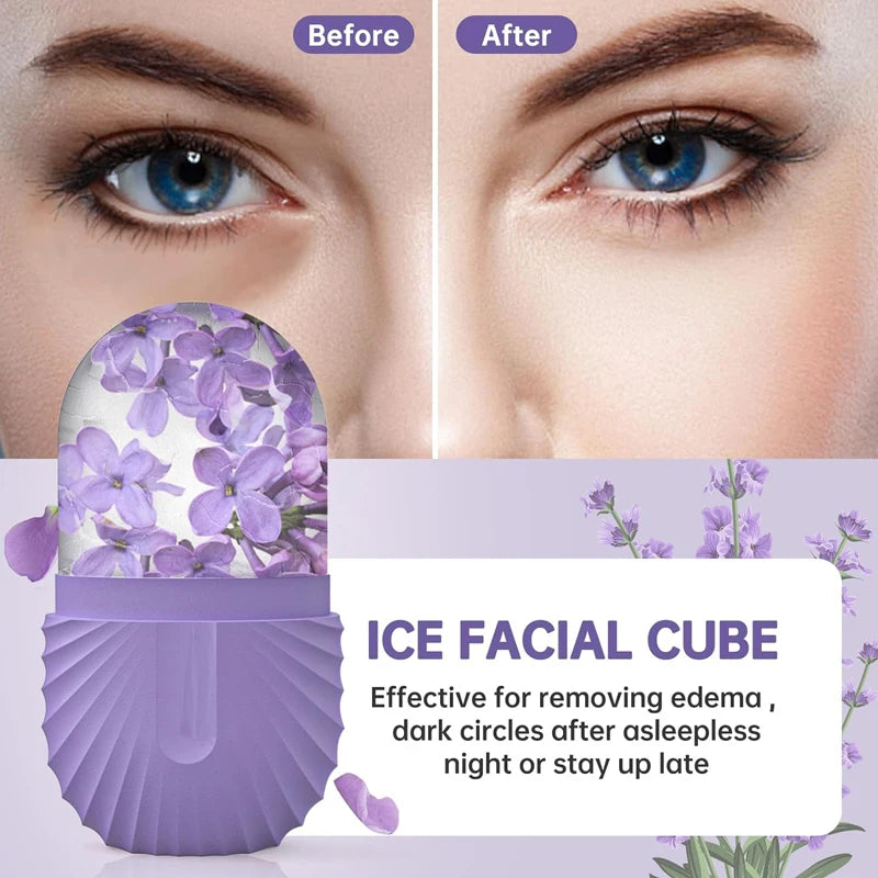 Ice Face Roller & Silicone Ice Cube Mold – Facial Massage Tool for Eye Puffiness, Shrinking Pores & Skin Refreshing