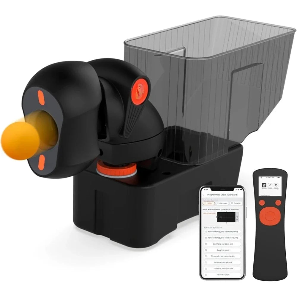 Discount upgrade   Table Tennis Robot,Portable Ping Pong Machine, APP Control, 264 Built in Routines,150 Ball Capacity,Customize