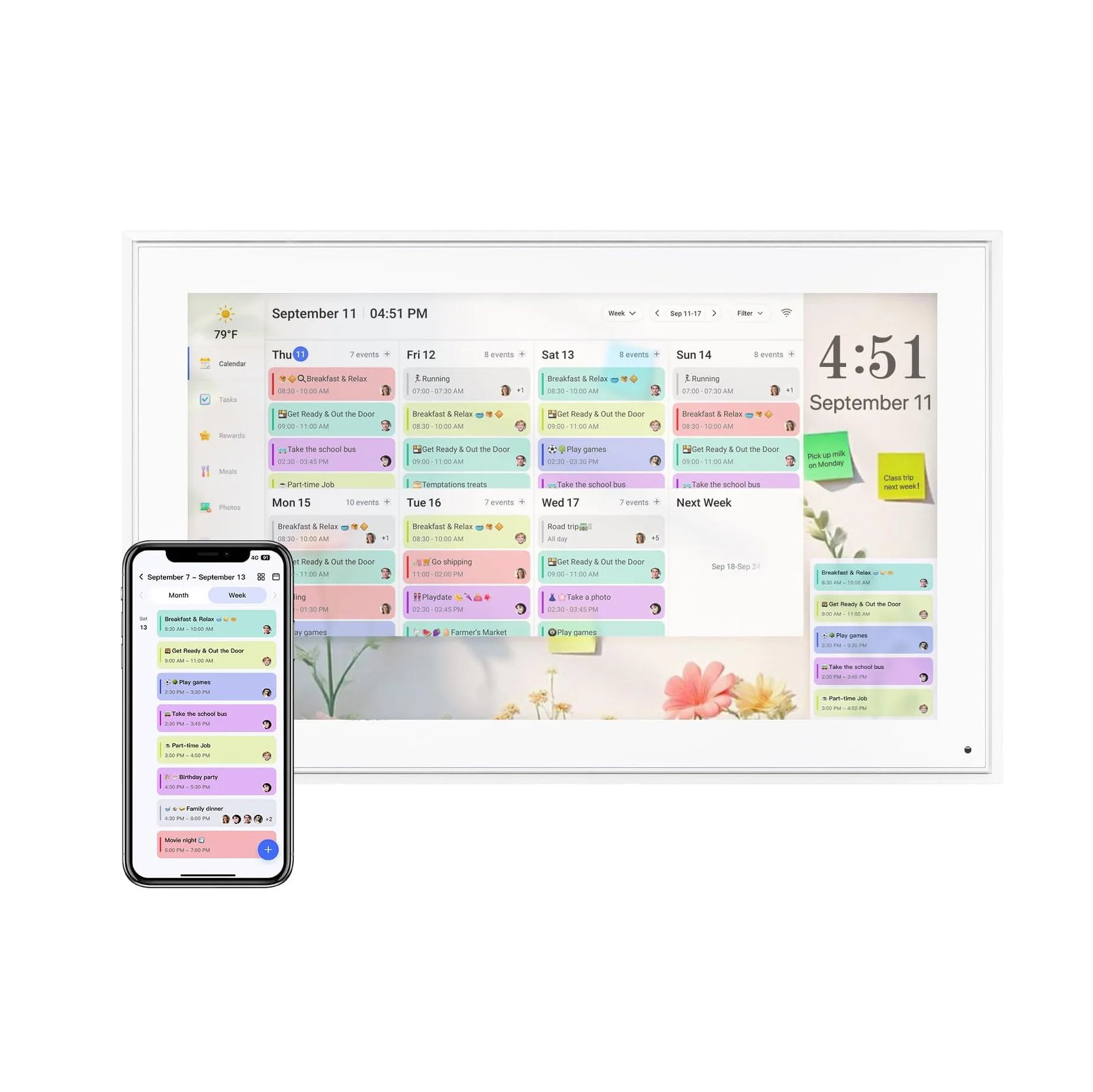 AHXJKA15.6 Inch Digital Smart Calendar Chore Chart 1080P Interactive Touchscreen Wall Desk Mount Electronic Smart Family Planner