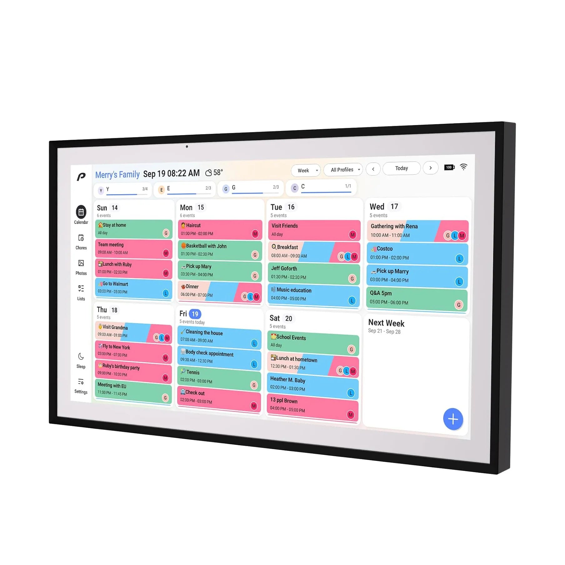 AHXJKA15.6 Inch Digital Smart Calendar Chore Chart 1080P Interactive Touchscreen Wall Desk Mount Electronic Smart Family Planner