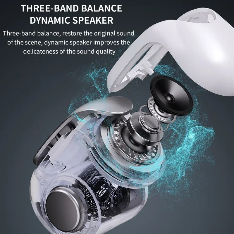 New V12 Earphones Wireless Bluetooth 5.3 Open Headsets HiFi Stereo Sport Earbuds HD Mic Call Ear Clip Headphones For BOSE Ultra