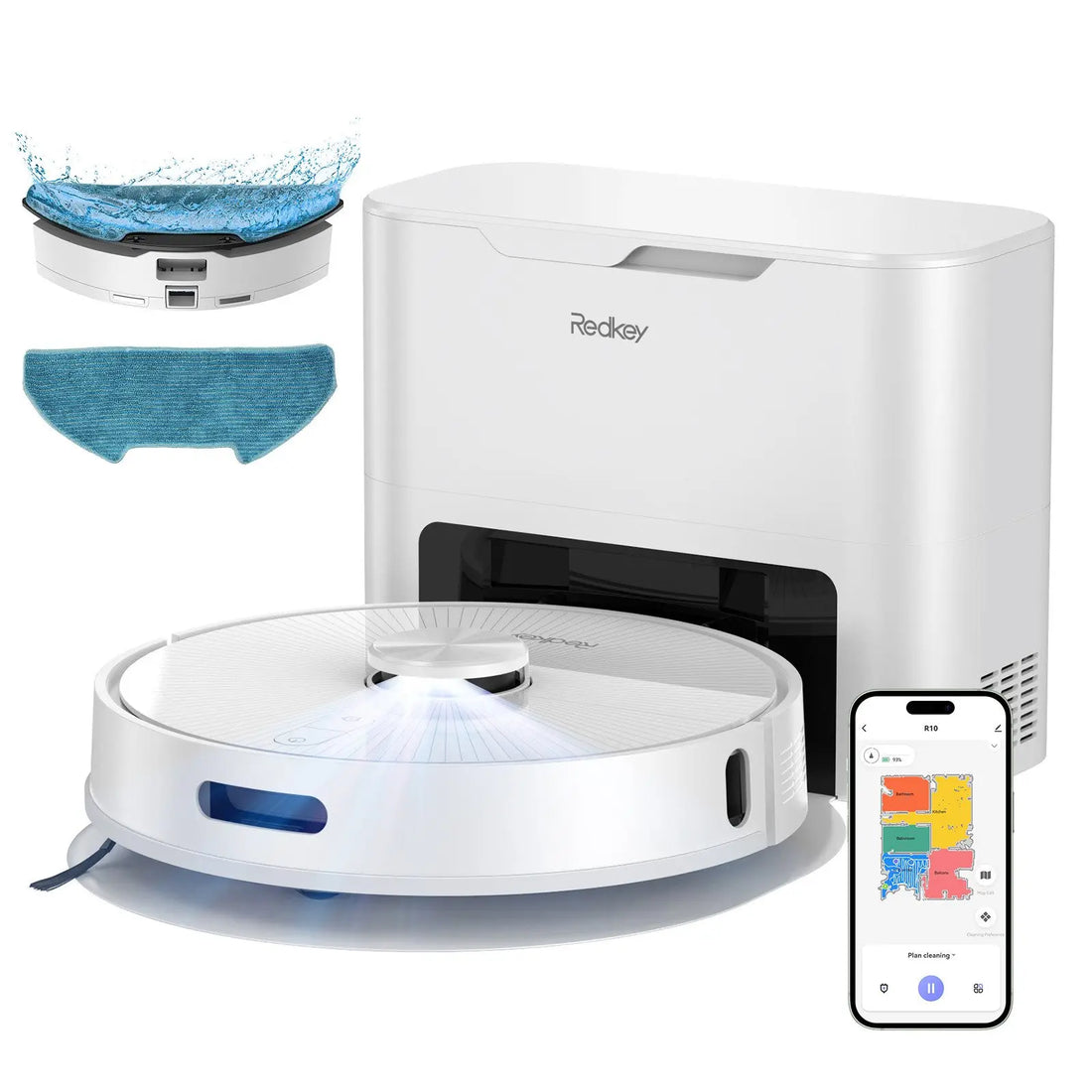 Redkey R10 Robot Vacuum Cleaner – 2-in-1 Mop, 4000Pa Suction, LiDAR Navigation