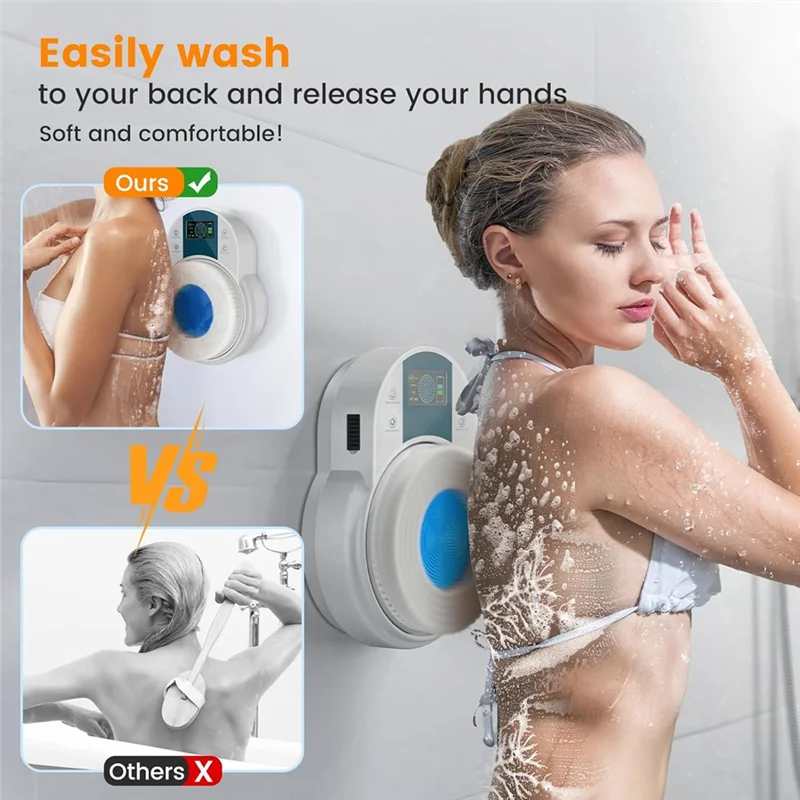 Back Scrubber For Shower,Body Scrubber,Wall-Mounted Electric Back Scrubber,Deep Clean Shower Scrubber With Smart