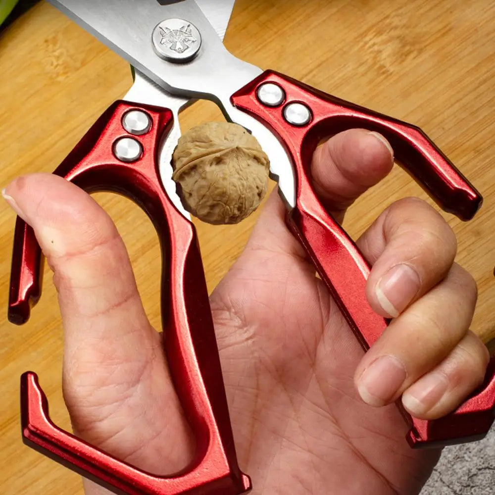 Kitchen Shears For Food Stainless Steel Meat Cutting Scissors Cooking Shears For Chicken Bottle Opener Clip Walnut Kitchen Tools