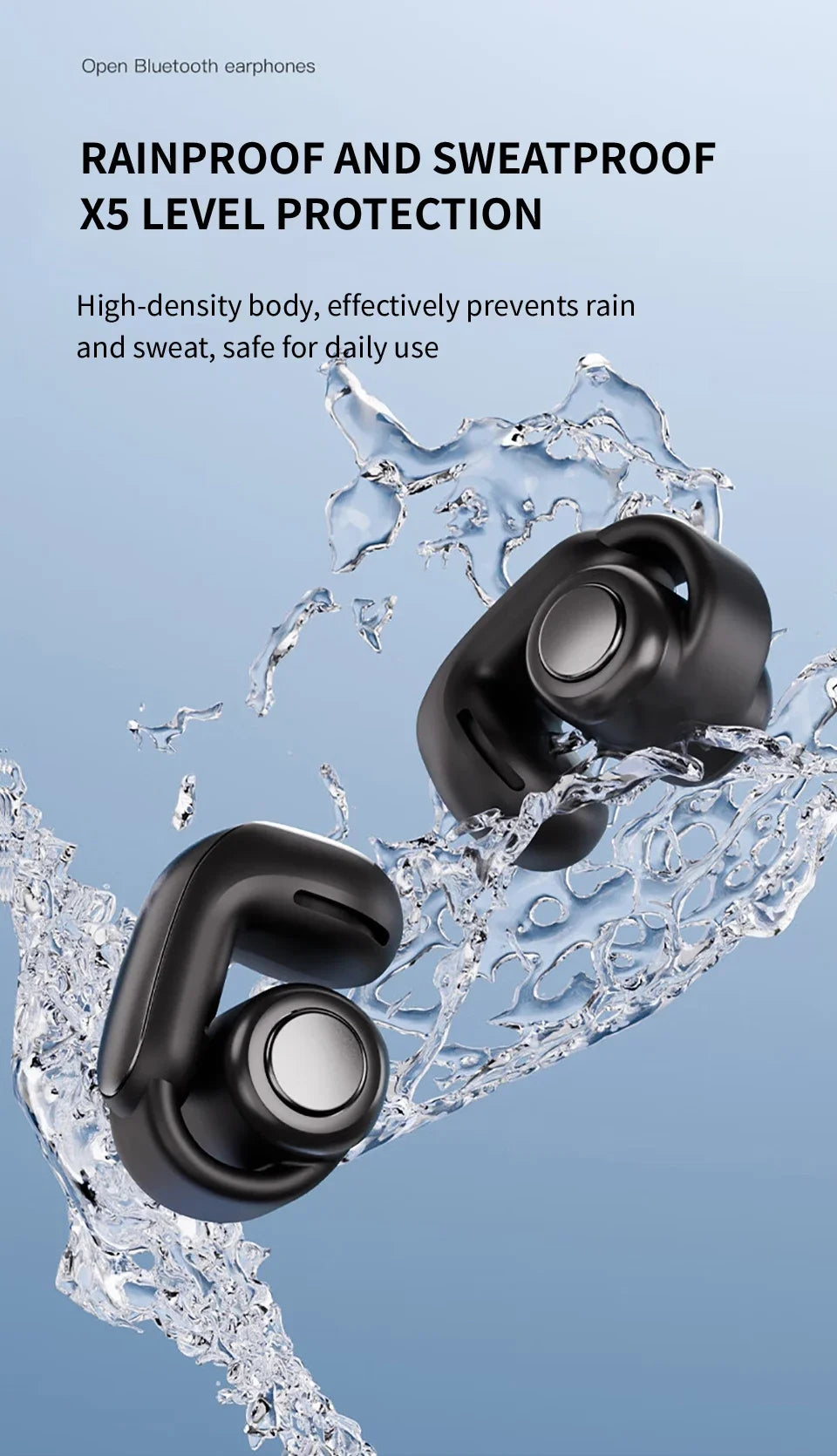 New V12 Earphones Wireless Bluetooth 5.3 Open Headsets HiFi Stereo Sport Earbuds HD Mic Call Ear Clip Headphones For BOSE Ultra