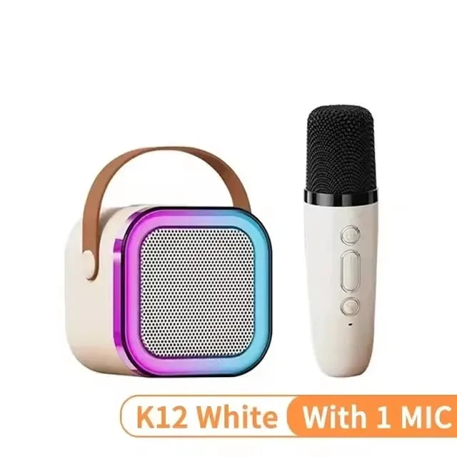 New Portable Bluetooth K12 Karaoke Machine Speaker With 1-2 Wireless Microphones HiFi Singing Family Loudspeaker Children's Gift