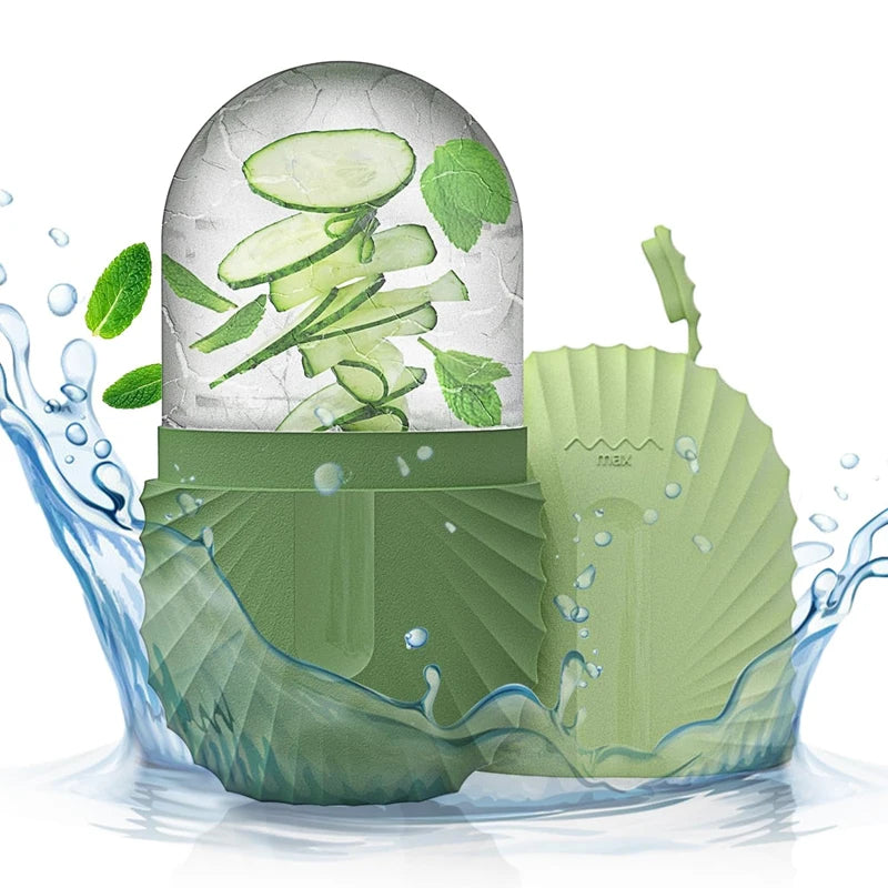 Ice Face Roller & Silicone Ice Cube Mold – Facial Massage Tool for Eye Puffiness, Shrinking Pores & Skin Refreshing