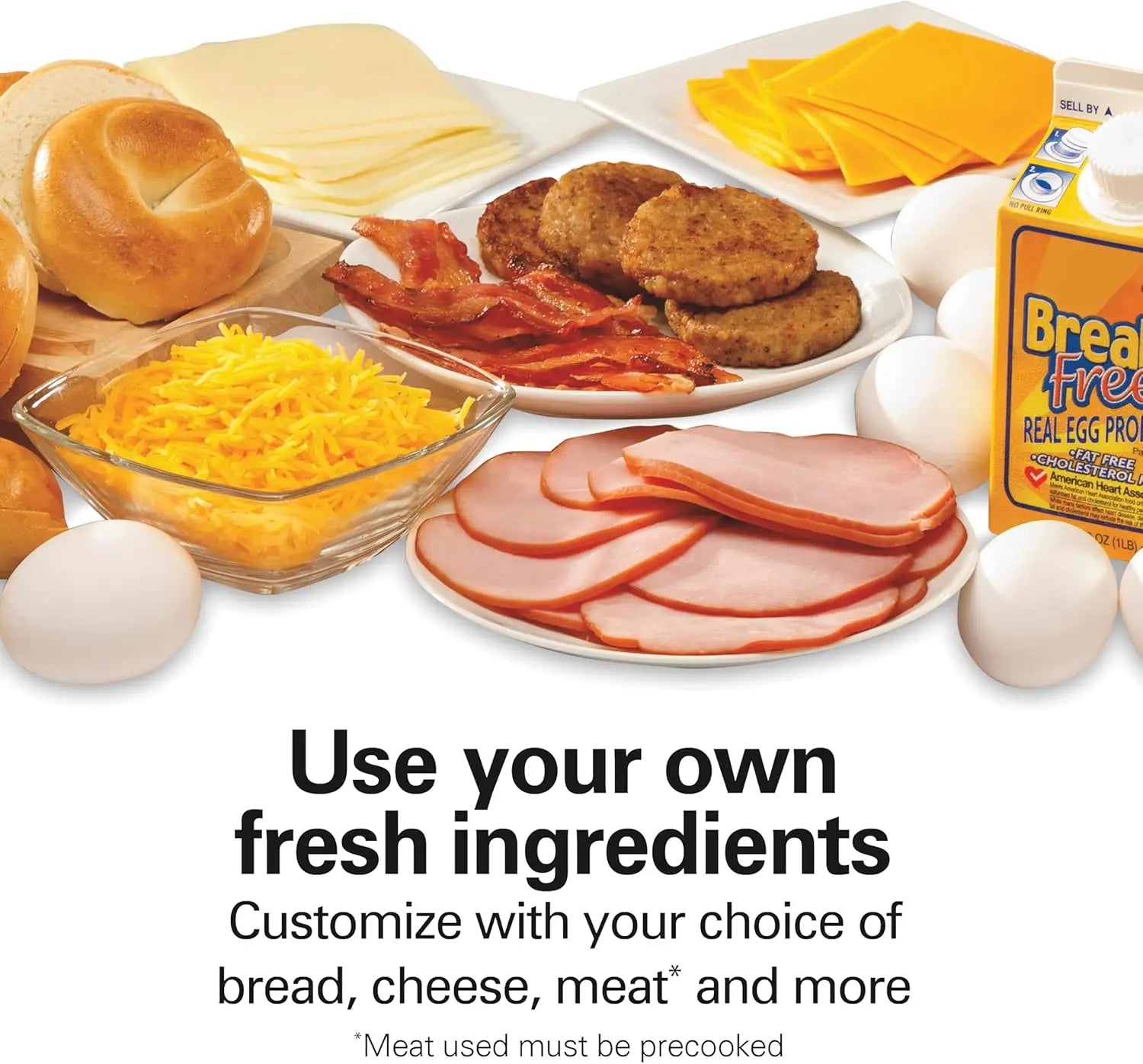 Dual Breakfast Sandwich Maker with Timer, Ready in 5 Minutes, Removable Dishwasher Safe PFAS-Free Non-Stick Egg C