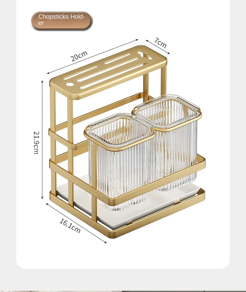 Kitchen knife rack, chopstick holder, wall-mounted multifunctional countertop, cutting board, and tool storage rack