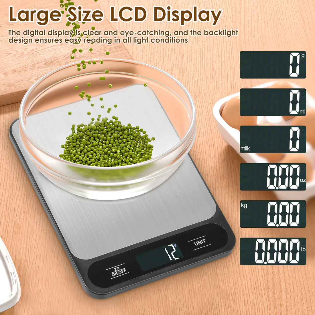 Kitchen Scale Food Weighing Scale 10kg Counting Scale with LCD Display Digital Food Scale for Baking Cooking Kitchen Accessiores