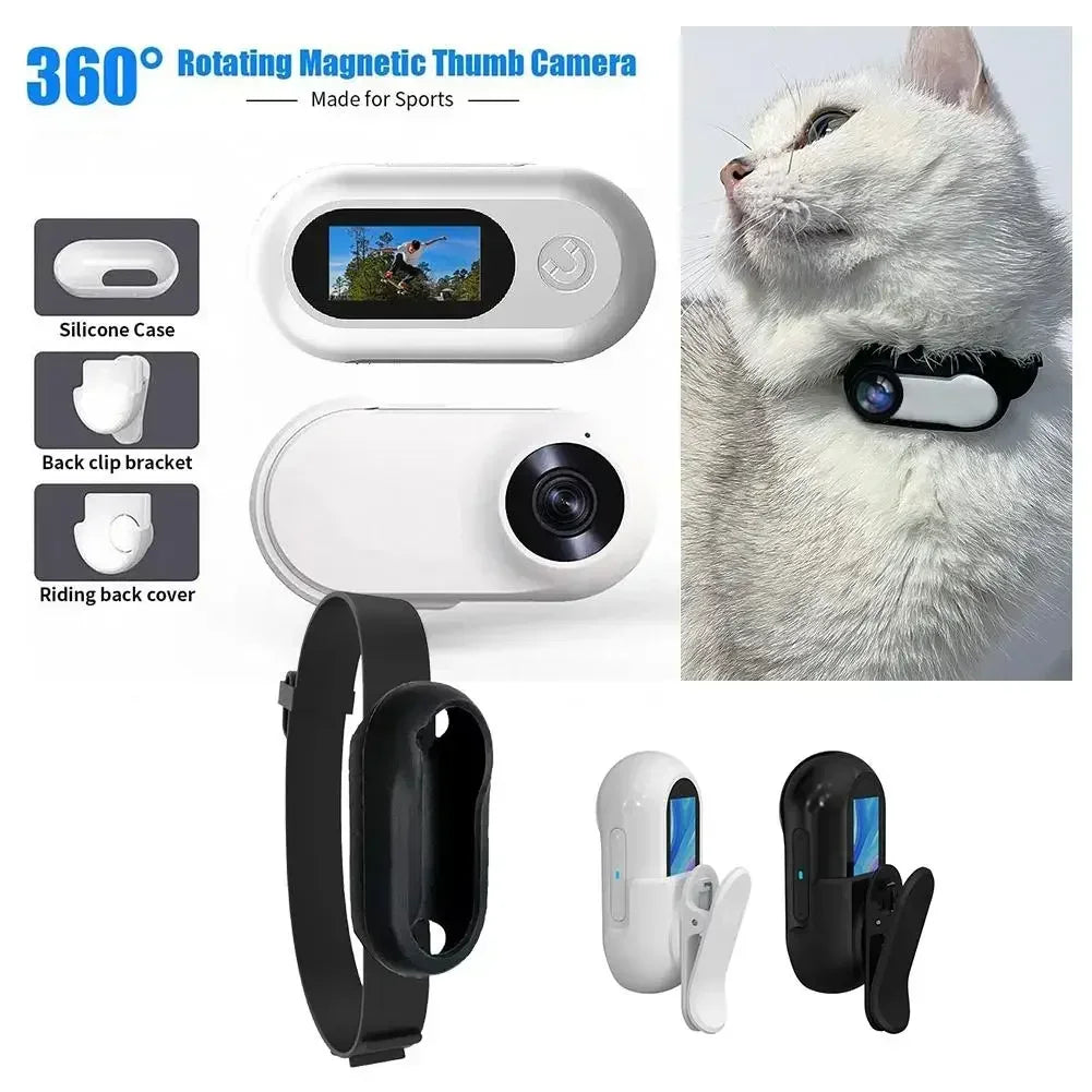 Pet Collar Camera USB Rechargeable HD 1080P LCD Display Lightweight Pet Sport Camera Support Video and Photo Function for Cats