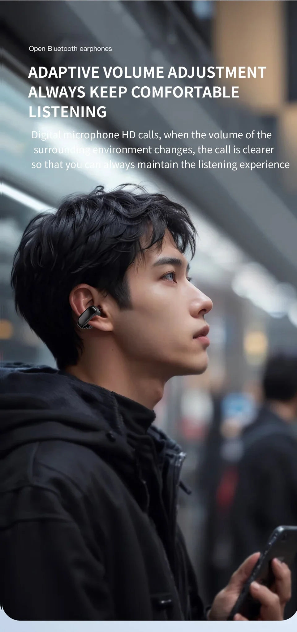 New V12 Earphones Wireless Bluetooth 5.3 Open Headsets HiFi Stereo Sport Earbuds HD Mic Call Ear Clip Headphones For BOSE Ultra