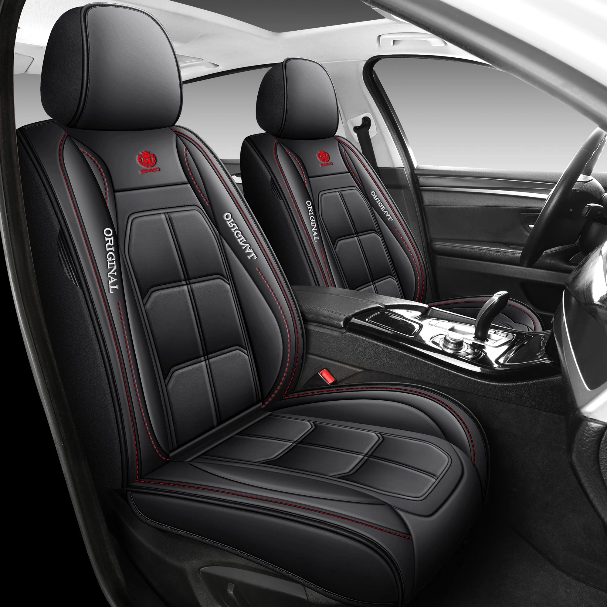 1pc Premium PU Leather Universal Fit Car Seat Cover All-Season Protector Mat with Soft Cushion Full Package Seat Cover