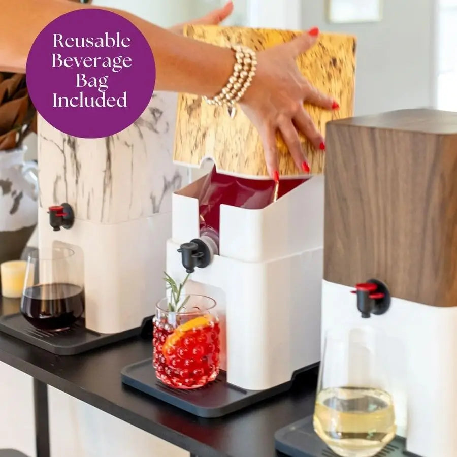 Box Drink Dispenser and Wine Dispenser Marble Design Insulated No Sweating No Watered Down Drinks Simple Stylish Mess Free Bever