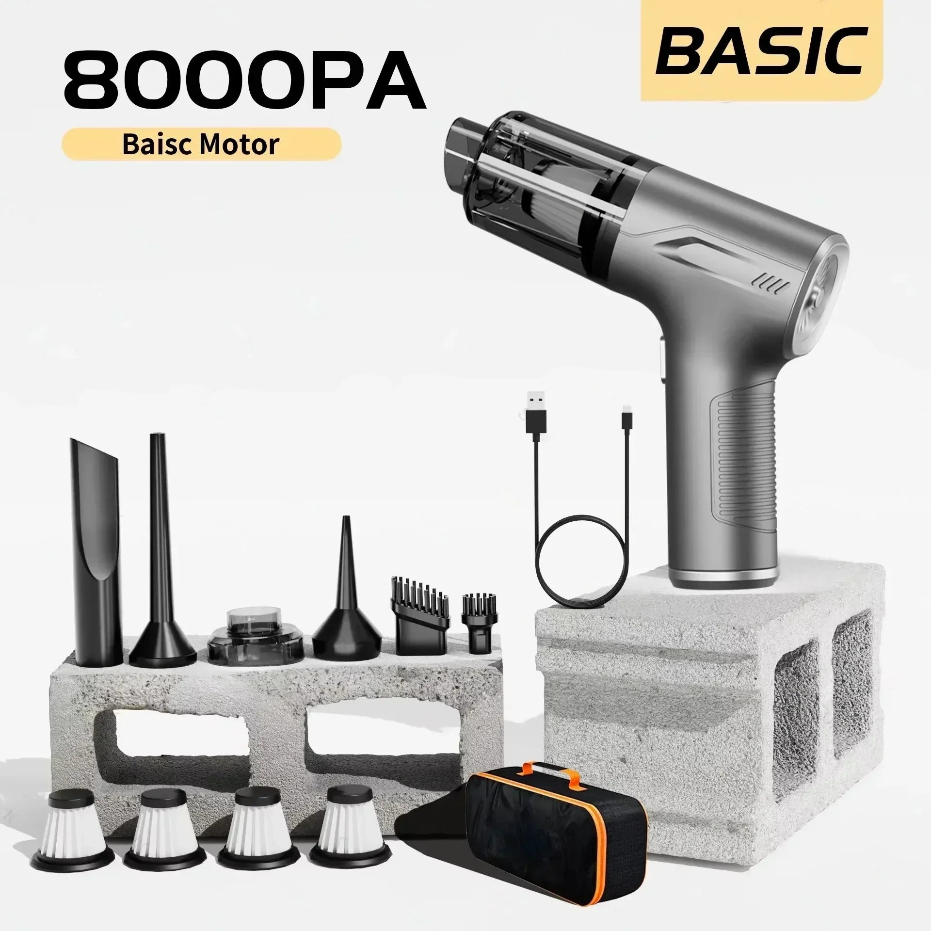 Mini Cordless Car Vacuum CENRR 98000PA Cleaner