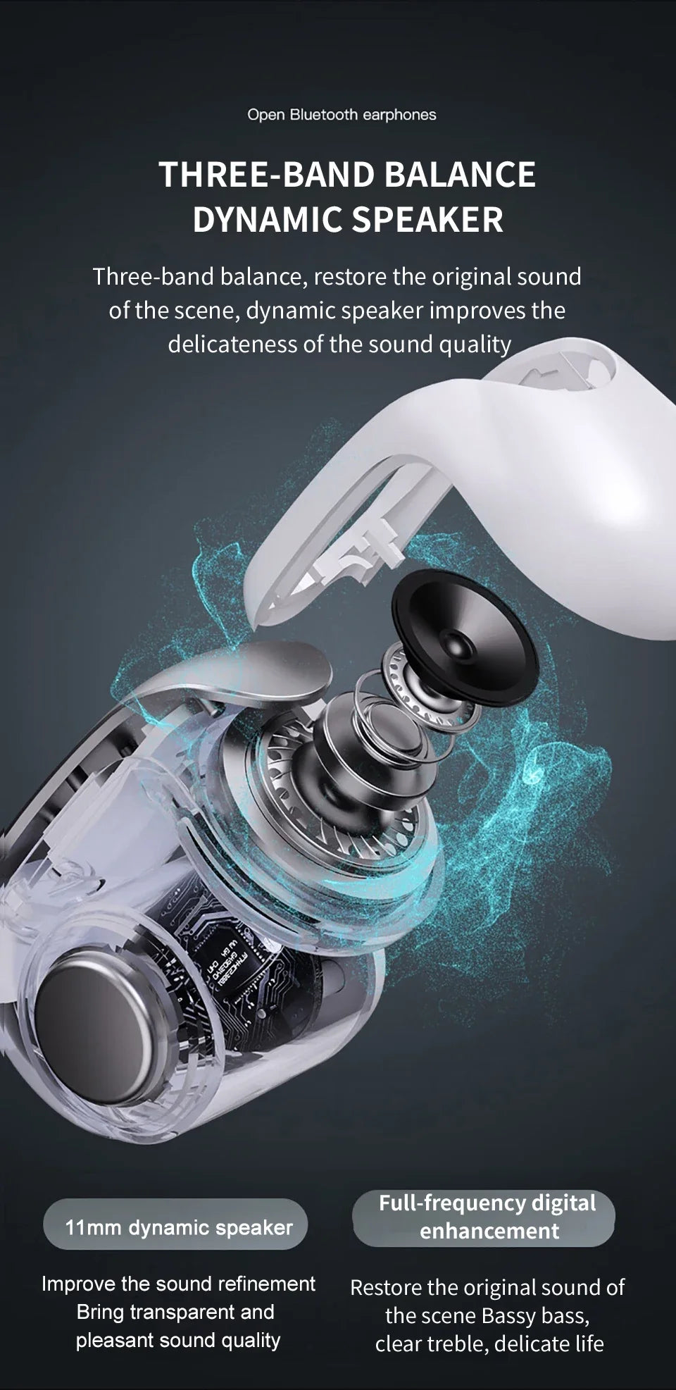 New V12 Earphones Wireless Bluetooth 5.3 Open Headsets HiFi Stereo Sport Earbuds HD Mic Call Ear Clip Headphones For BOSE Ultra