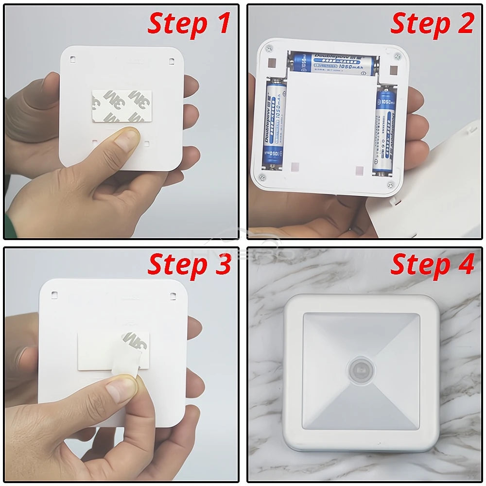 LED Night Light Smart Motion Sensor Battery USB Charging Operated Bedside Lamp Living Room Hallway Pathway Toilet Home Lighting