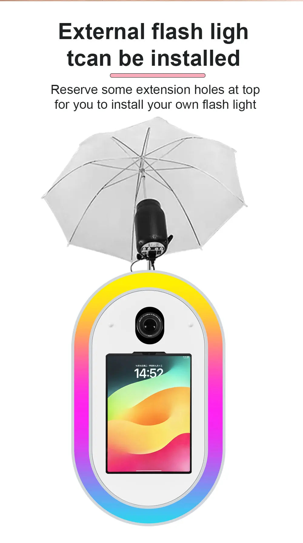 Oval Salsa iPad  Photo Booth Machine Quick Assembly DSLR Photobooth With Printer Cover And Stand Optional iPad Selfie Photobooth