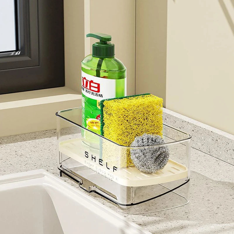 Kitchen Sink Organizer Drain Rack Self-draining Shelf Sponge Holder Dishcloth Faucet Storage Soap Drainer Kitchen Accessories