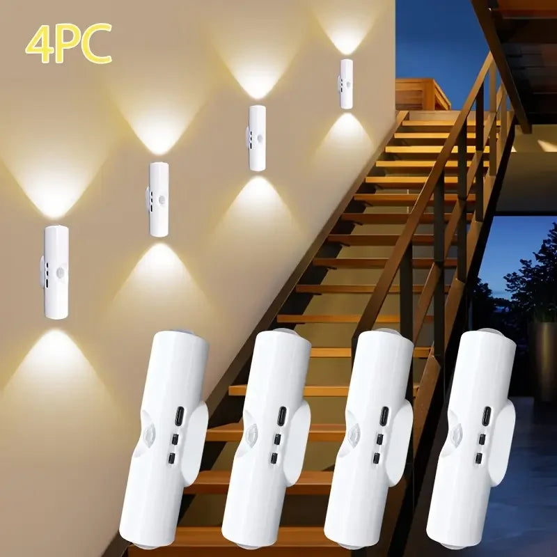 4/2pcs Cat Eye Motion Sensor LED Wall Lamp LED Night Lamp USB Charging Living Room Bedroom Wall-Mounted Light Closet Lighting