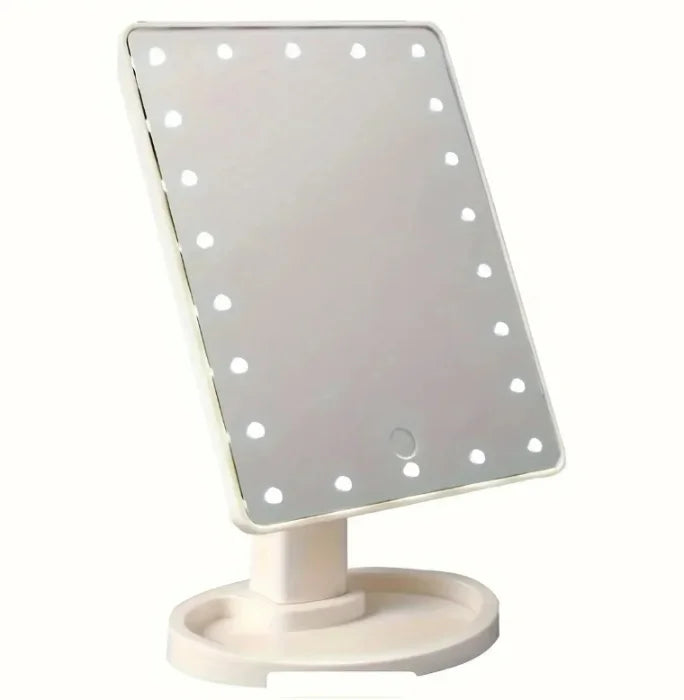 LED desktop luminous lamp cosmetic mirror desktop 360-degree rotary storage touch-sensitive cosmetic mirror