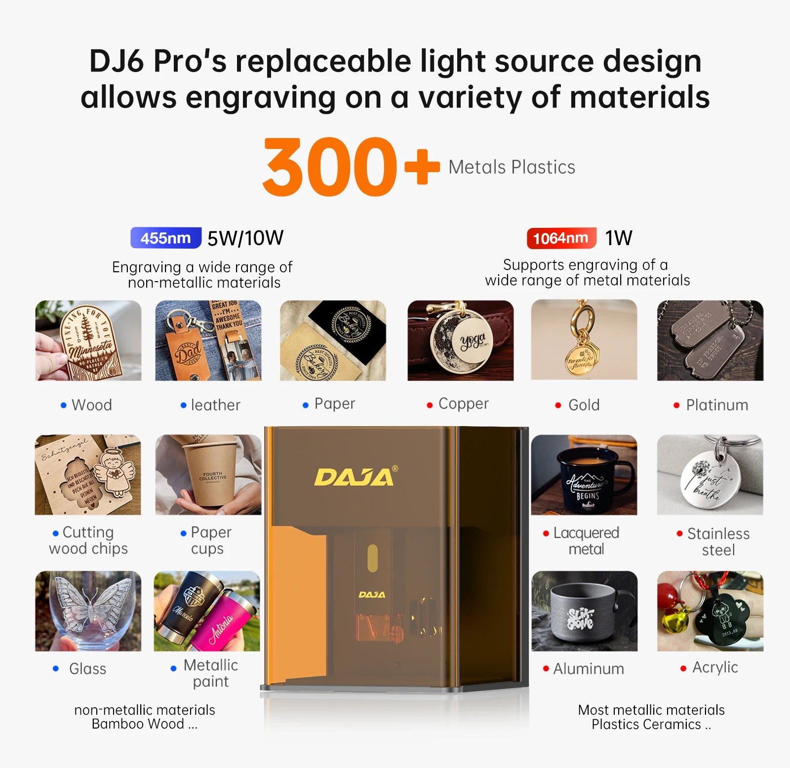 DAJA DJ6 Pro Mini Laser Engraving Machine Safety Cover Cut Business Engraving Machine for Metal JewelryWood Acrylic Glass