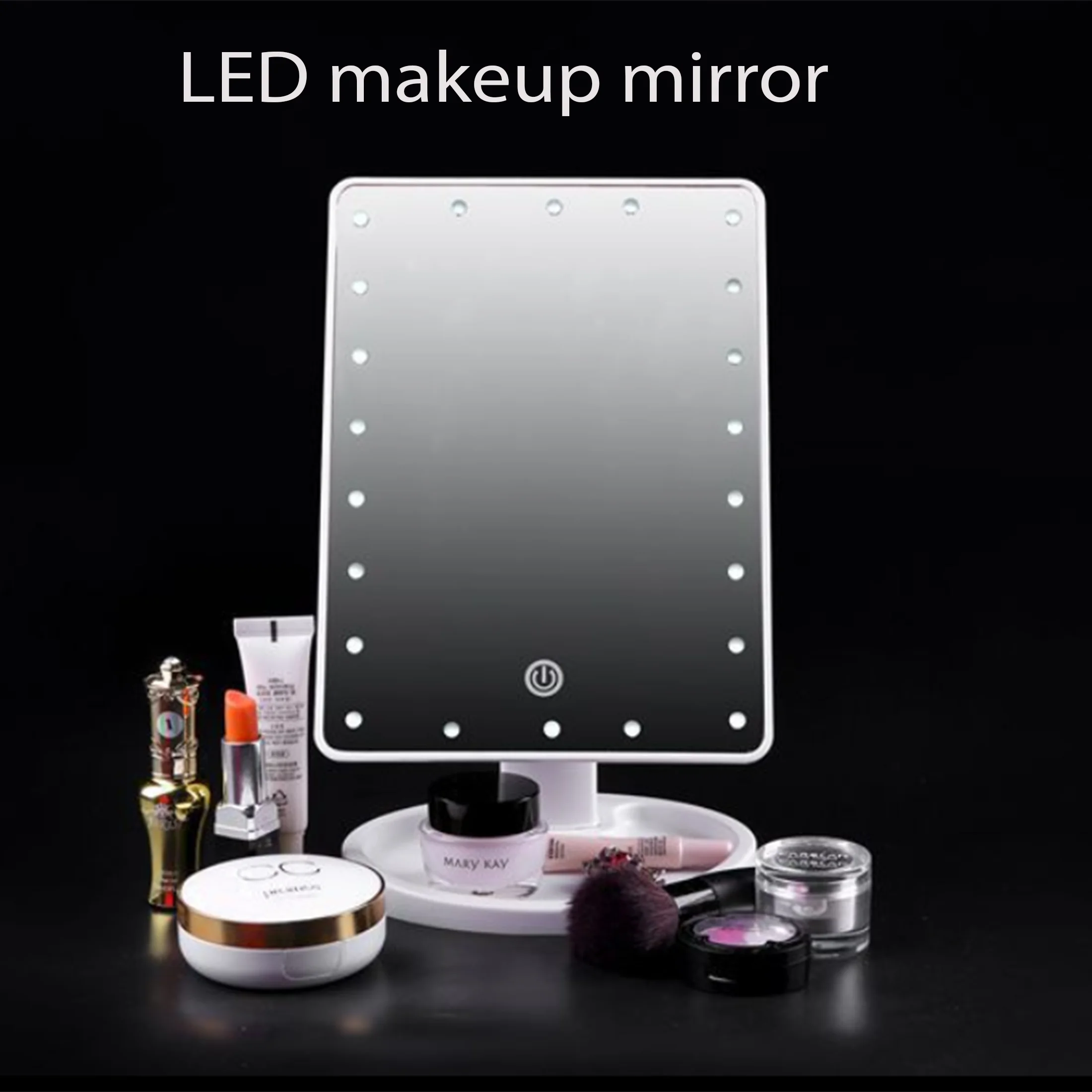 LED desktop luminous lamp cosmetic mirror desktop 360-degree rotary storage touch-sensitive cosmetic mirror