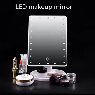 LED desktop luminous lamp cosmetic mirror desktop 360-degree rotary storage touch-sensitive cosmetic mirror