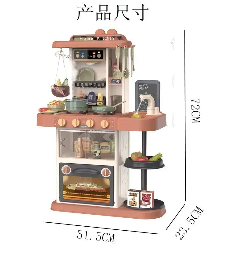 72cm Children's Fashion Playing Home Simulation Kitchenware Cooking Mini Kitchen Toys Light Music Christmas Gift