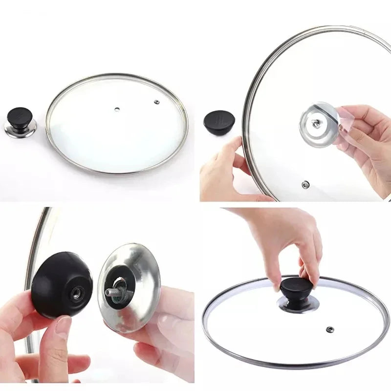 Kitchen Handle Cookware Knob Cover Glass Bottom Cover 4 Pieces Pressure Cookers Universal Pot Lid Handle Interchangeable Handles