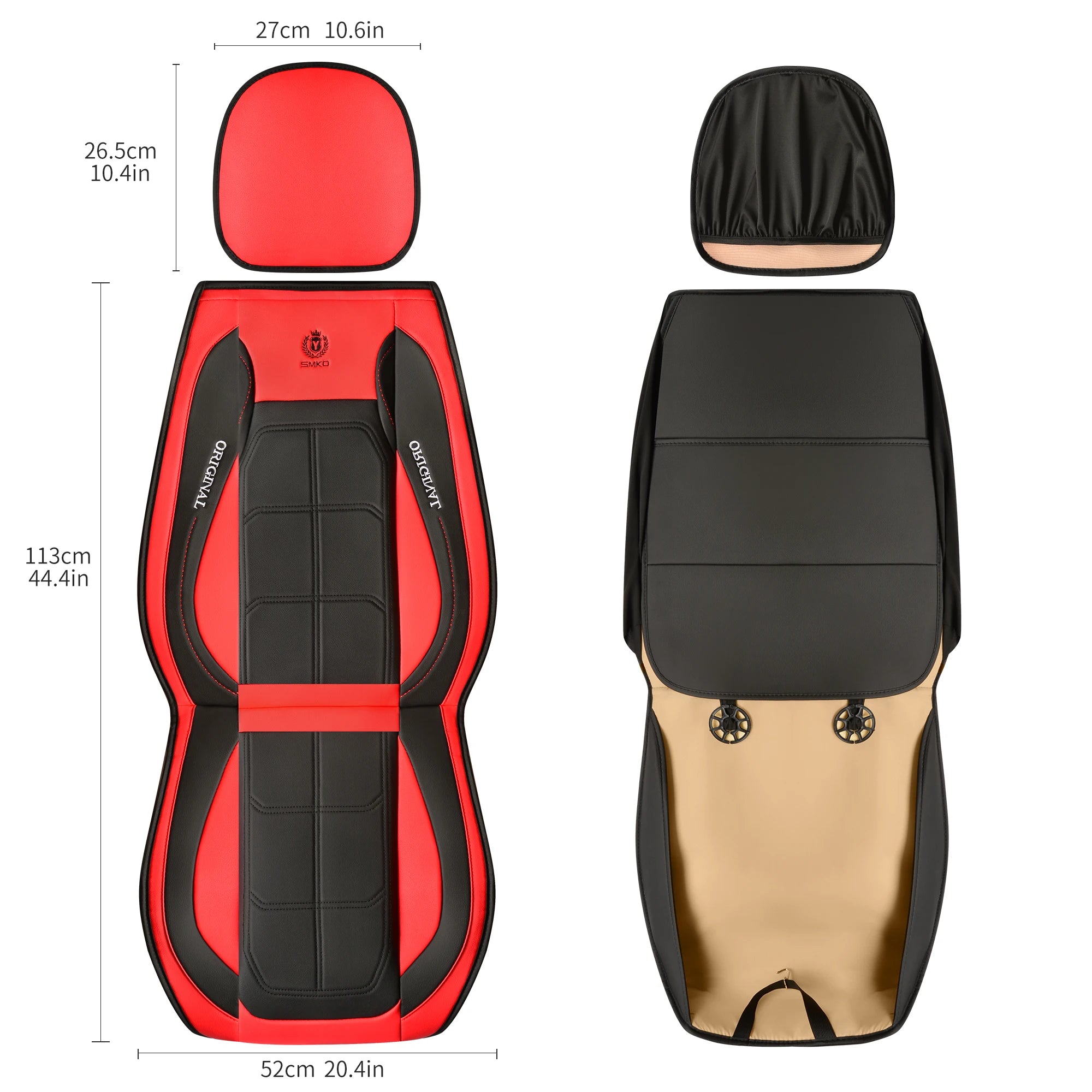 1pc Premium PU Leather Universal Fit Car Seat Cover All-Season Protector Mat with Soft Cushion Full Package Seat Cover