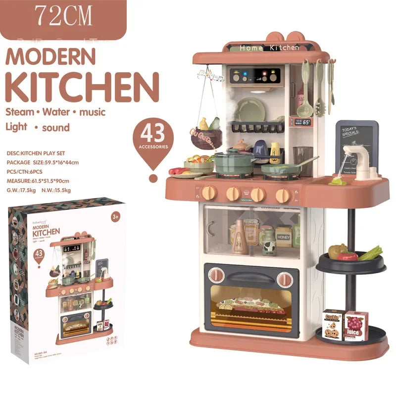 72cm Children's Fashion Playing Home Simulation Kitchenware Cooking Mini Kitchen Toys Light Music Christmas Gift