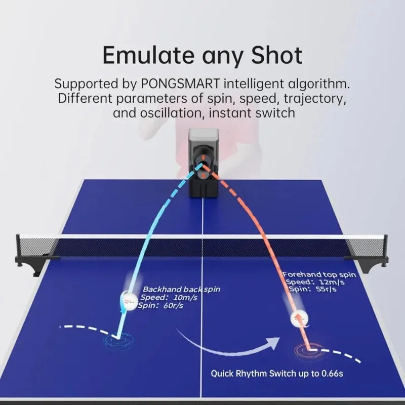 Discount upgrade   Table Tennis Robot,Portable Ping Pong Machine, APP Control, 264 Built in Routines,150 Ball Capacity,Customize