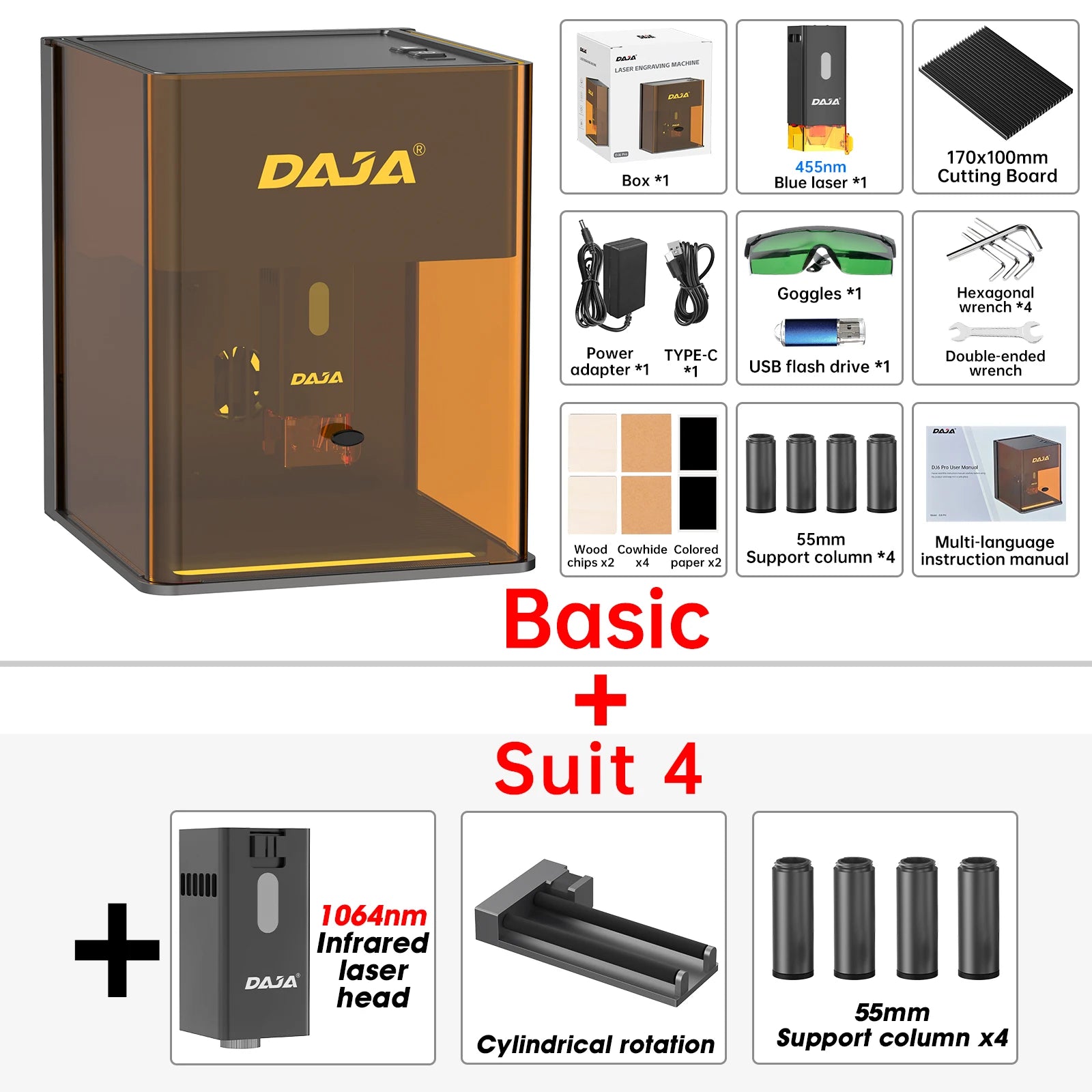 DAJA DJ6 Pro Mini Laser Engraving Machine Safety Cover Cut Business Engraving Machine for Metal JewelryWood Acrylic Glass