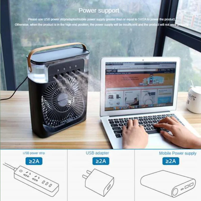 Portable USB Humidifier Cooler Fan Desktop Air