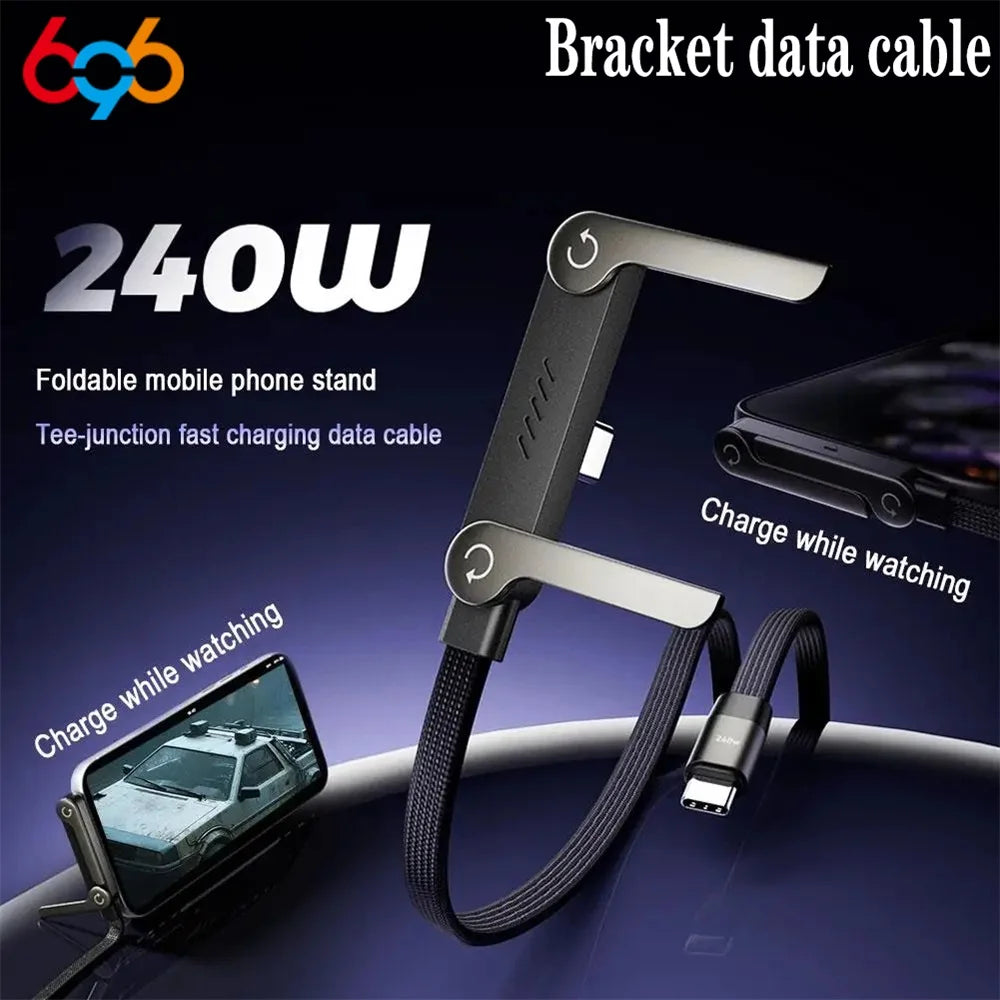 240W Fast Charging Foldable Phone Holder Data Cable Fast Charging Cable Phone Tablet Foldable Holder 2-in-1