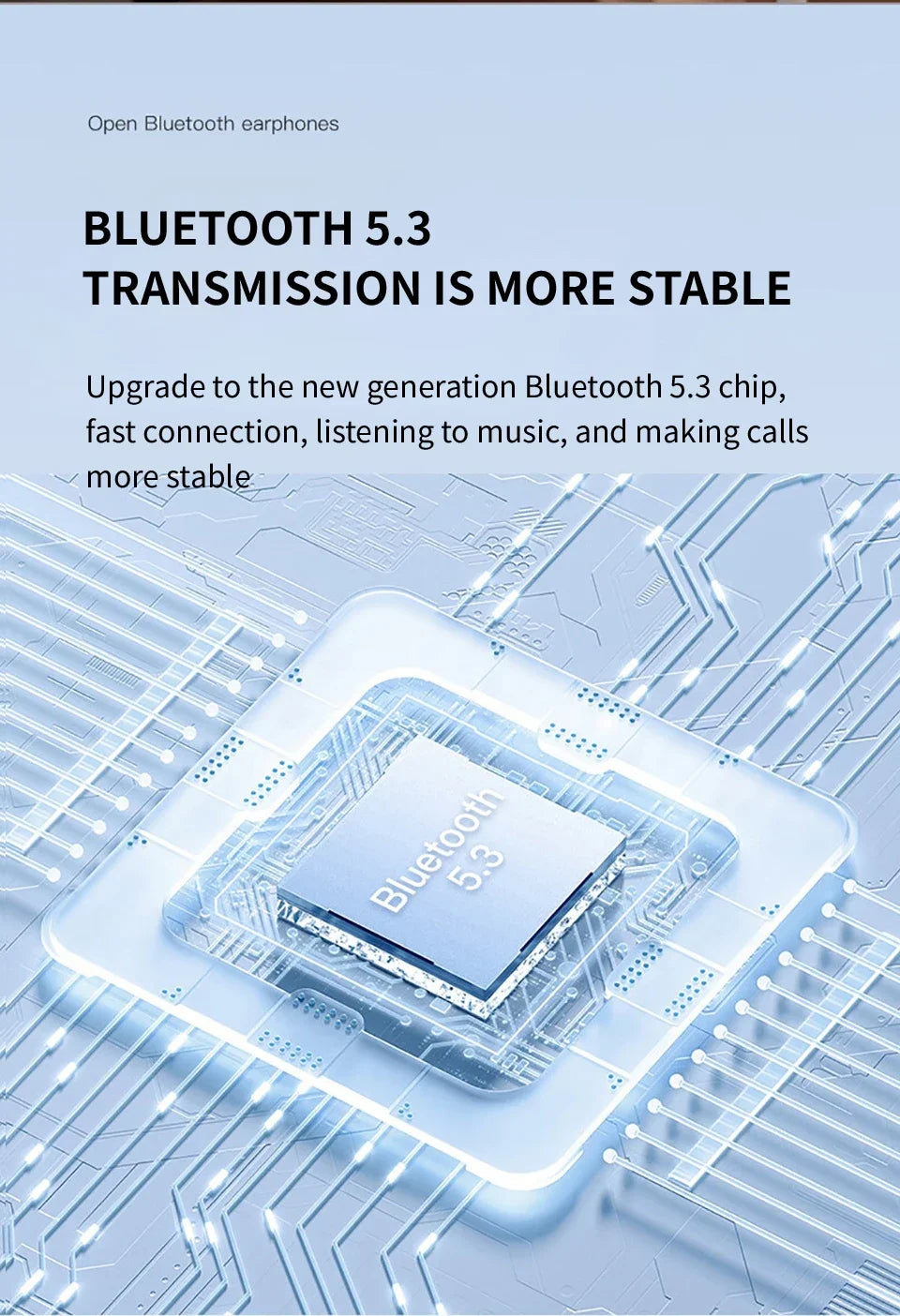 New V12 Earphones Wireless Bluetooth 5.3 Open Headsets HiFi Stereo Sport Earbuds HD Mic Call Ear Clip Headphones For BOSE Ultra