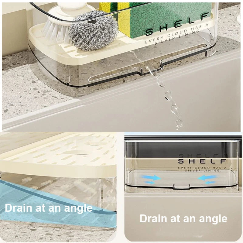 Kitchen Sink Organizer Drain Rack Self-draining Shelf Sponge Holder Dishcloth Faucet Storage Soap Drainer Kitchen Accessories
