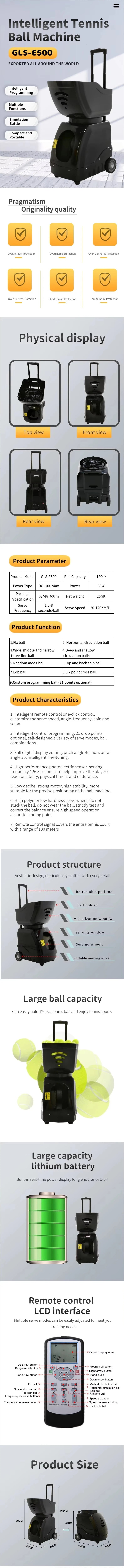 E-500 Sport Equipment Machine Training  Padel Tennis Ball Machine with Remote Control