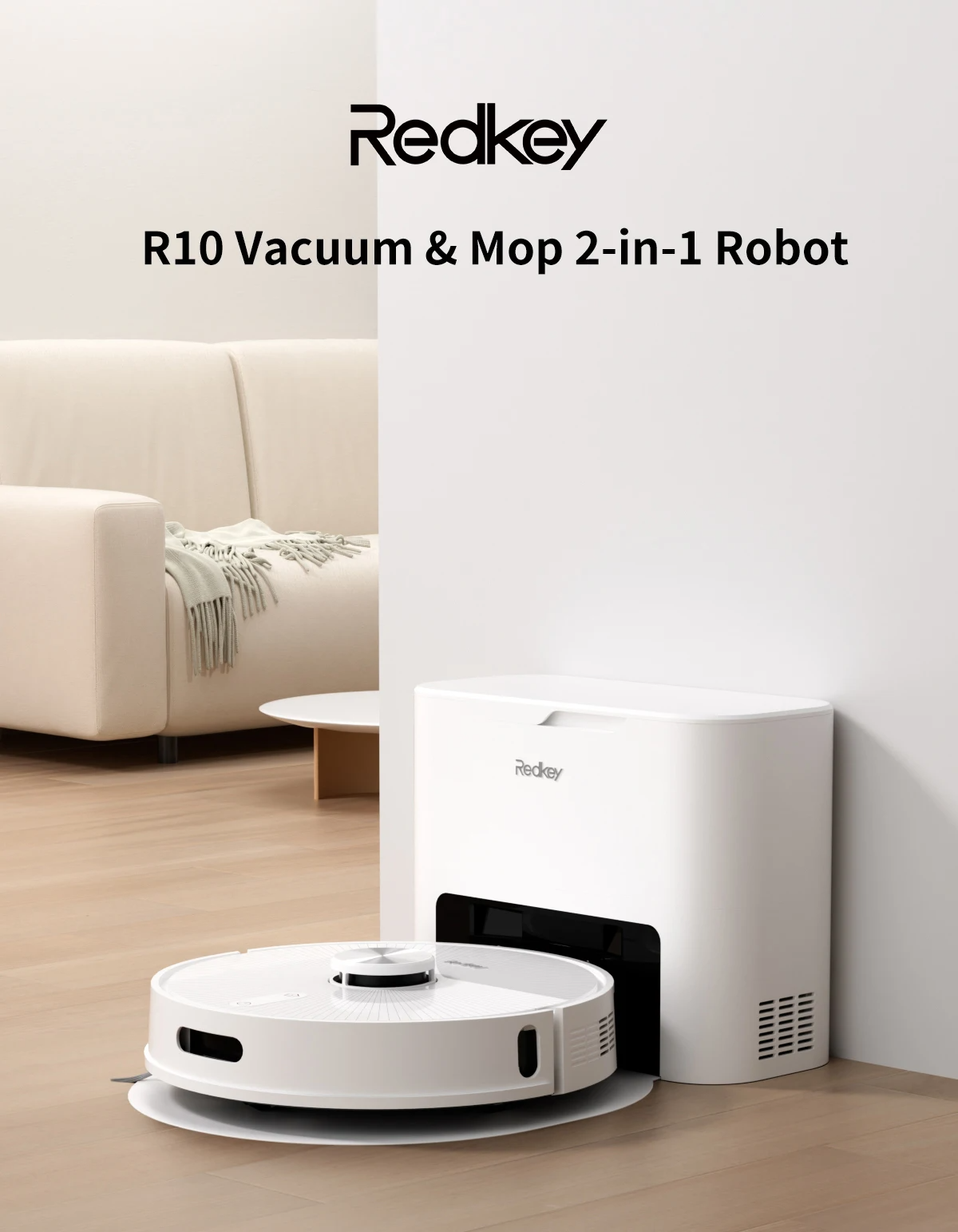 Redkey R10 Robot Vacuum Cleaner – 2-in-1 Mop, 4000Pa Suction, LiDAR Navigation