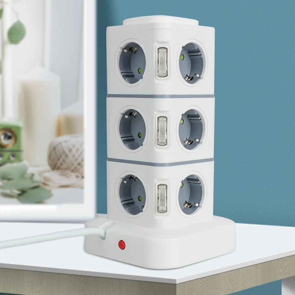 12-Outlet Tower Power Strip with USB